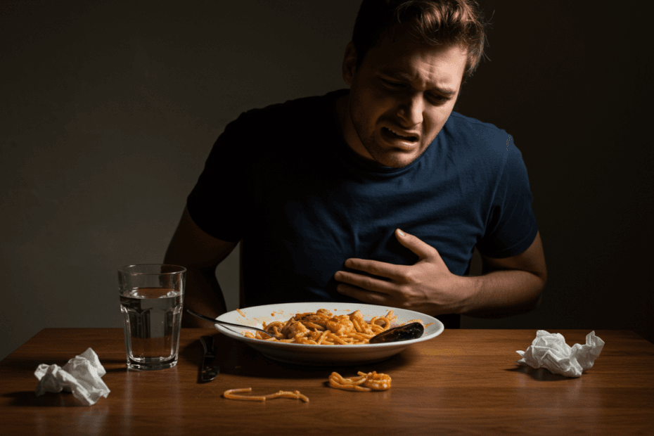A man experiencing pain due to food poisoning